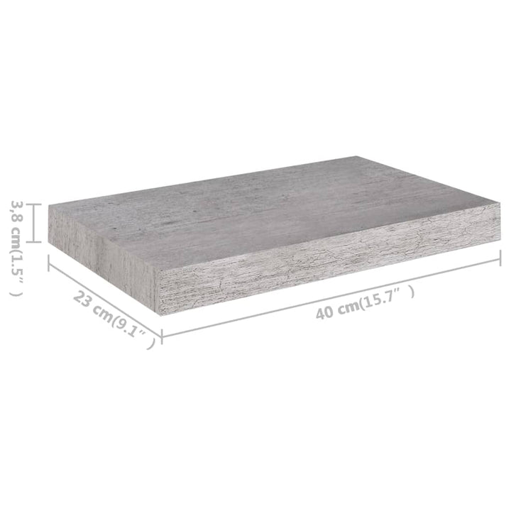 Schweberegale 2 Stk. 40X23X3,8 Cm Mdf Betongrau