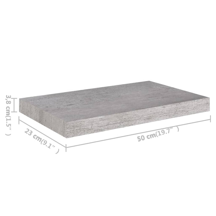 Schweberegale 2 Stk. 50X23X3,8 Cm Mdf Betongrau