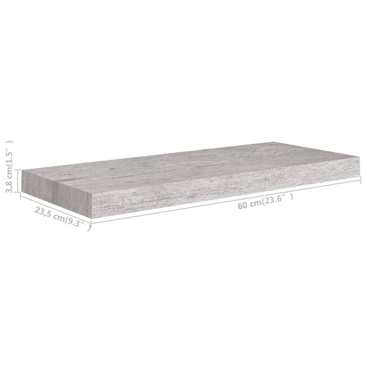 Schweberegale 4 Stk. 60X23,5X3,8 Cm Mdf Betongrau