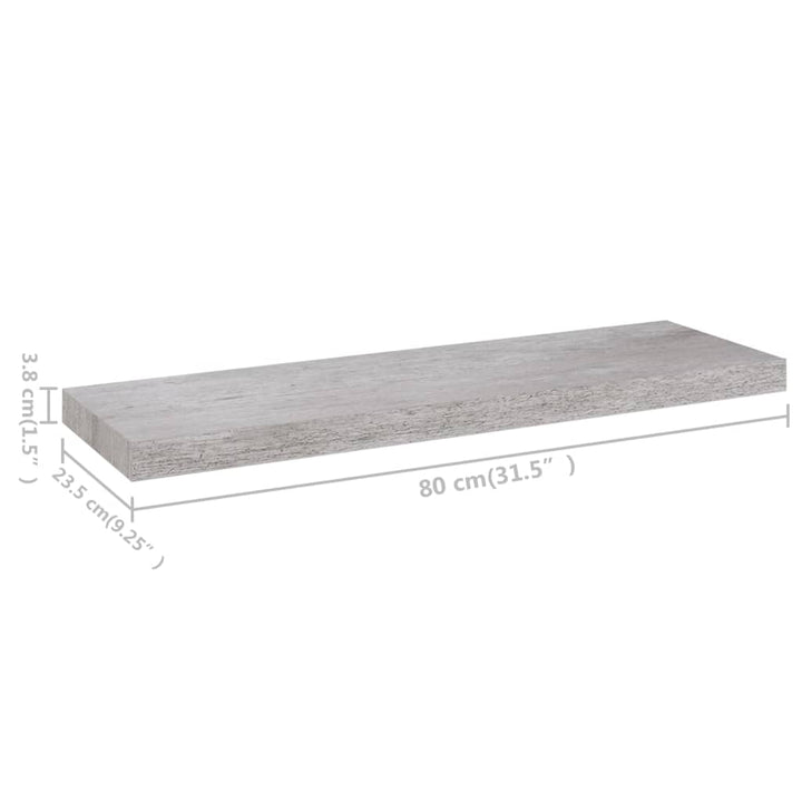 Schweberegal 80X23,5X3,8 Cm Mdf Betongrau