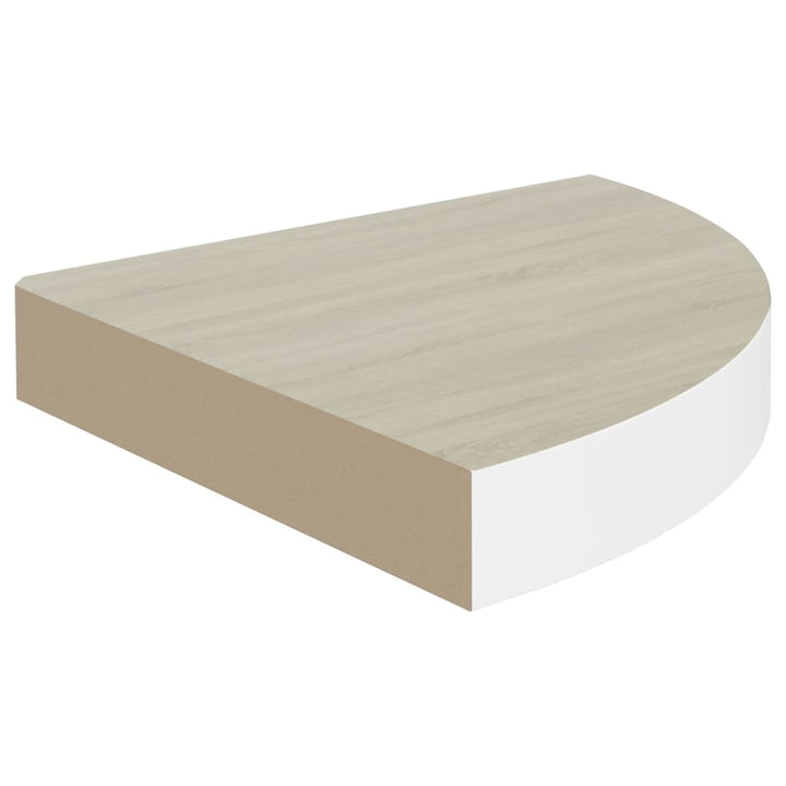 Eck-Schweberegal Eichen-Optik Und Weiß 25X25X3,8 Cm Mdf Eichefarben Und Weiß