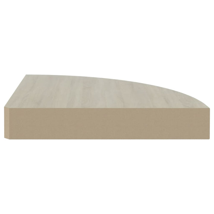 Eck-Schweberegal Eichen-Optik Und Weiß 25X25X3,8 Cm Mdf Eichefarben Und Weiß