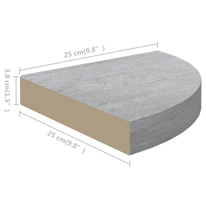 Eck-Schweberegale 2 Stk. 25X25X3,8 Cm Mdf Betongrau