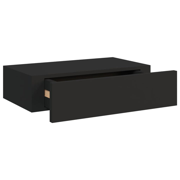 Wandregal Mit Schublade 40X23,5X10 Cm Mdf Schwarz