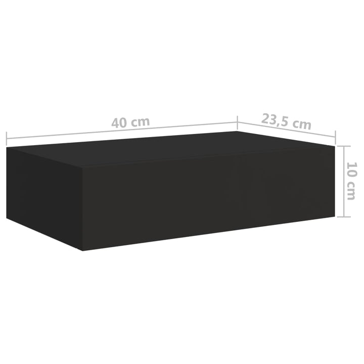 Wandregal Mit Schublade 40X23,5X10 Cm Mdf Schwarz