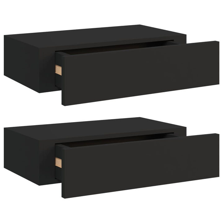 Wandregale Mit Schubladen 2 Stk. 40X23,5X10 Cm Mdf Schwarz