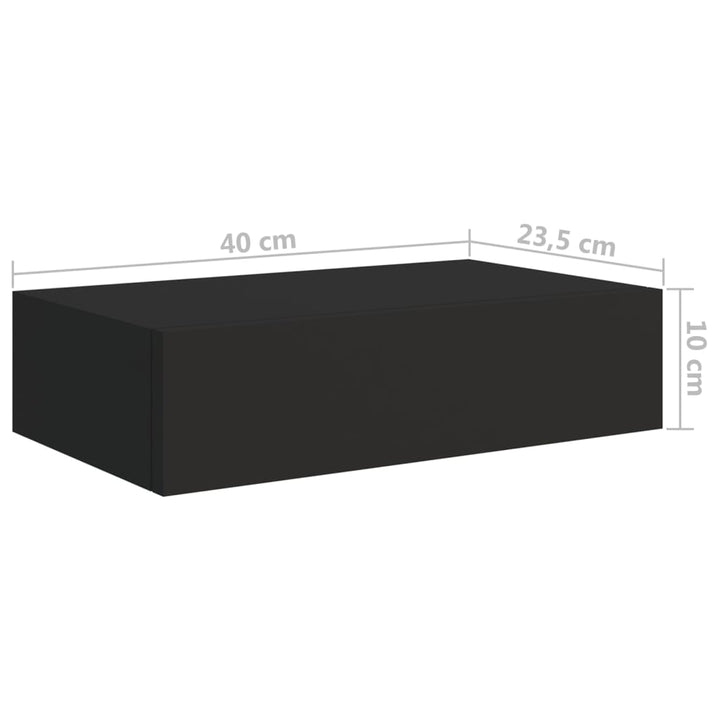 Wandregale Mit Schubladen 2 Stk. 40X23,5X10 Cm Mdf Schwarz