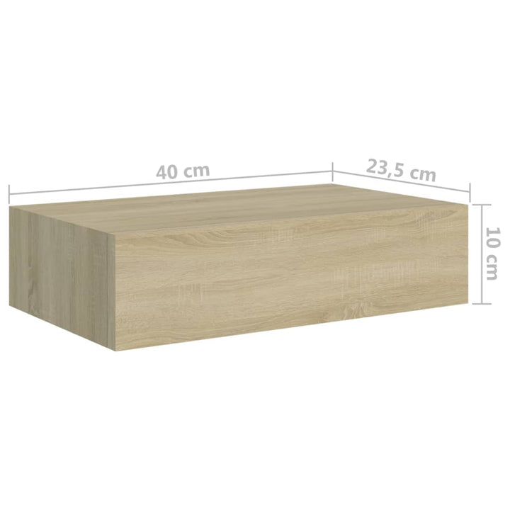 Wandregal Mit Schublade N-Optik 40X23,5X10 Cm Mdf Eiche