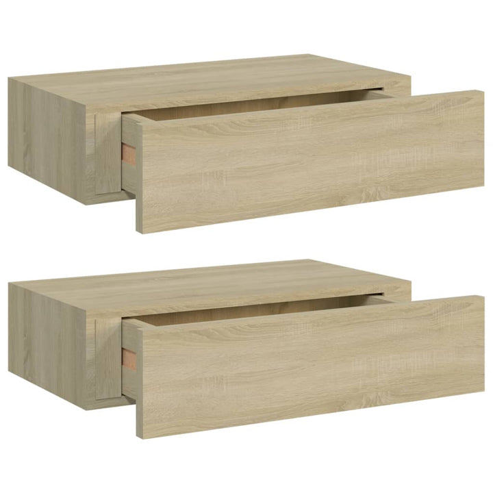 Wandregale Mit Schubladen 2 Stk. N-Optik 40X23,5X10 Cm Mdf Eiche