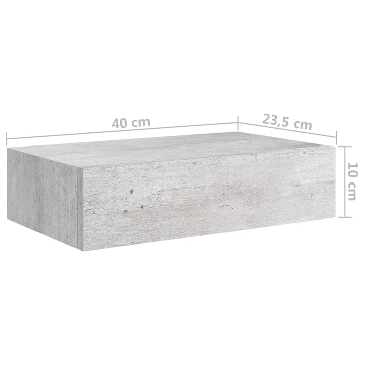 Wandregale Mit Schubladen 2 Stk. 40X23,5X10 Cm Mdf Betongrau