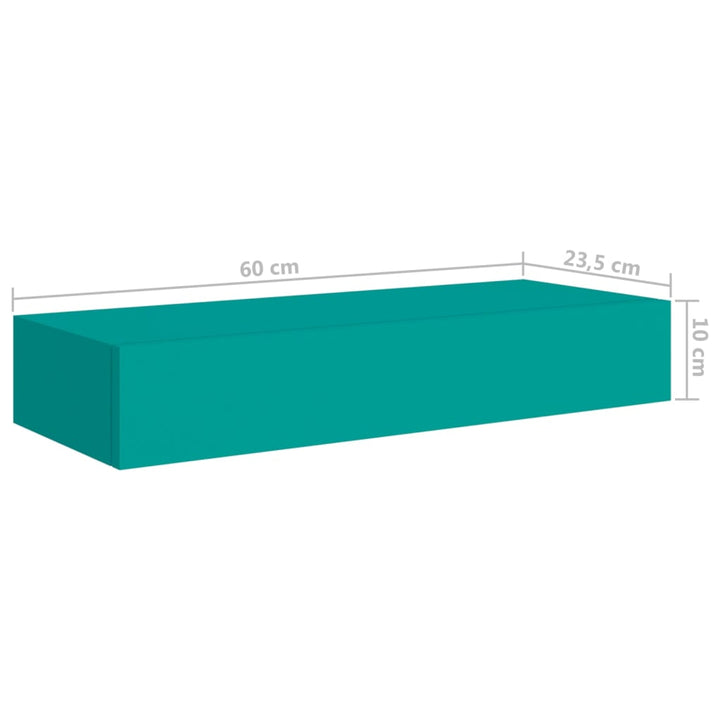 Wand-Schubladenregal 60X23,5X10 Cm Mdf Blau