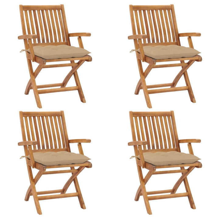 Gartenstühle 2 Stk. Mit Kissen Massivholz Teak Beige