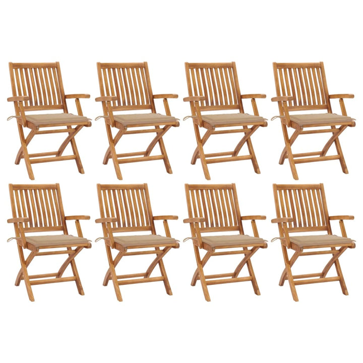 Klappbare Gartenstühle Mit Kissen 4 Stk. Massivholz Teak Beige