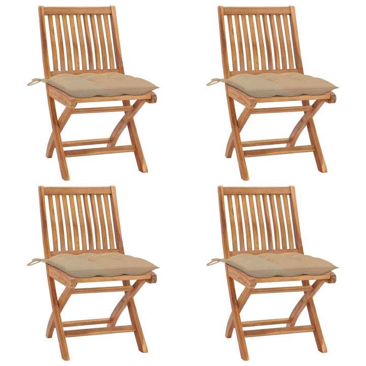 Gartenstühle 2 Stk. Mit Kissen Massivholz Teak Beige