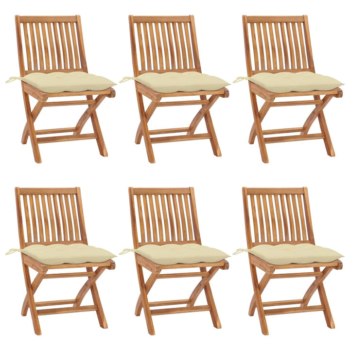 Gartenstühle 2 Stk. Mit Weißen Kissen Massivholz Teak Creme