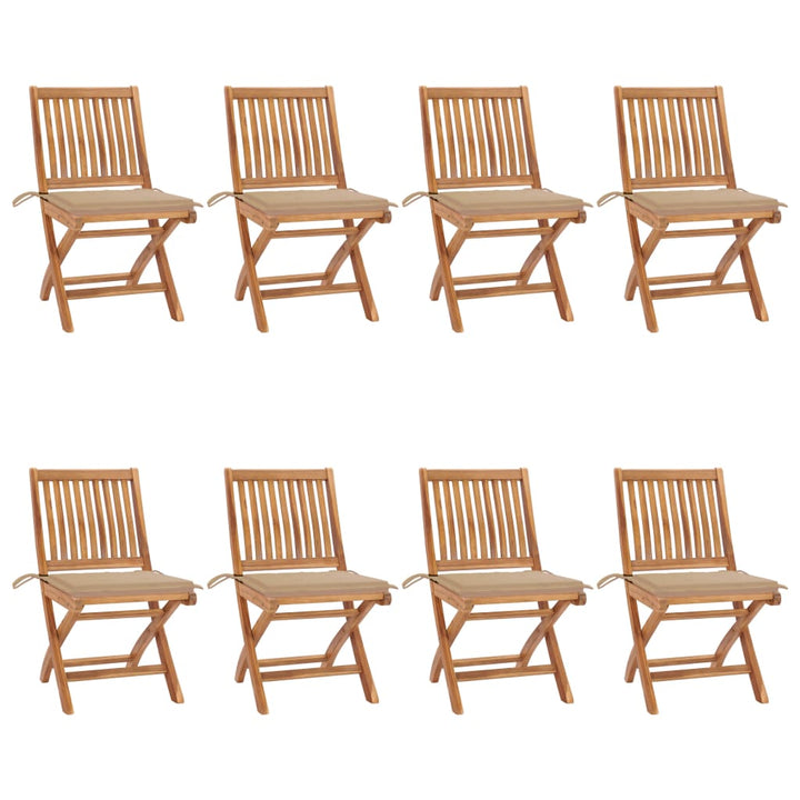 Klappbare Gartenstühle Mit Kissen 4 Stk. Massivholz Teak Beige