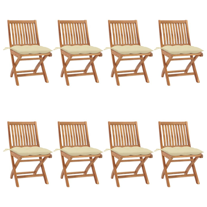 Gartenstühle 2 Stk. Mit Weißen Kissen Massivholz Teak Creme