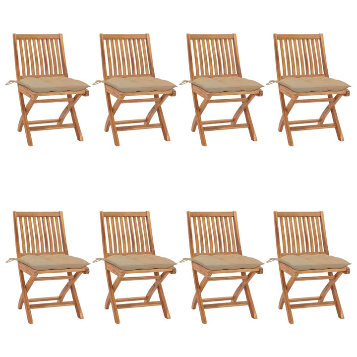 Gartenstühle 2 Stk. Mit Kissen Massivholz Teak Beige