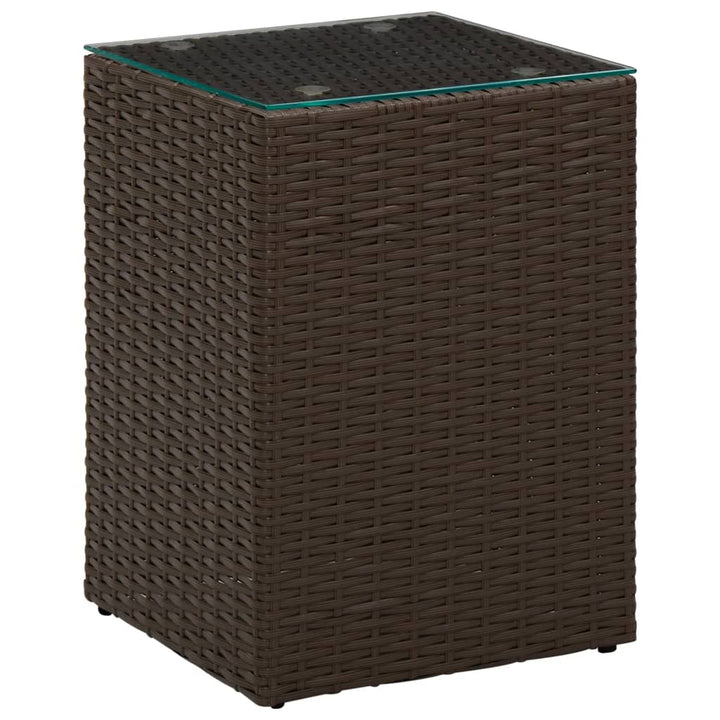 Beistelltisch Mit Glasplatte 35X35X52 Cm Poly Rattan