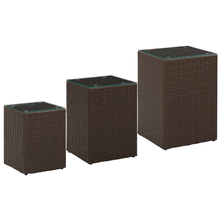 Beistelltisch Mit Glasplatte 35X35X52 Cm Poly Rattan