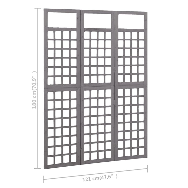 Spalier/Paravent 3-Teilig Massivholz Tanne Grau