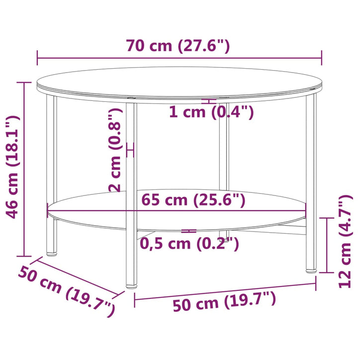 Beistelltisch Schwarz Und 70 Cm Hartglas