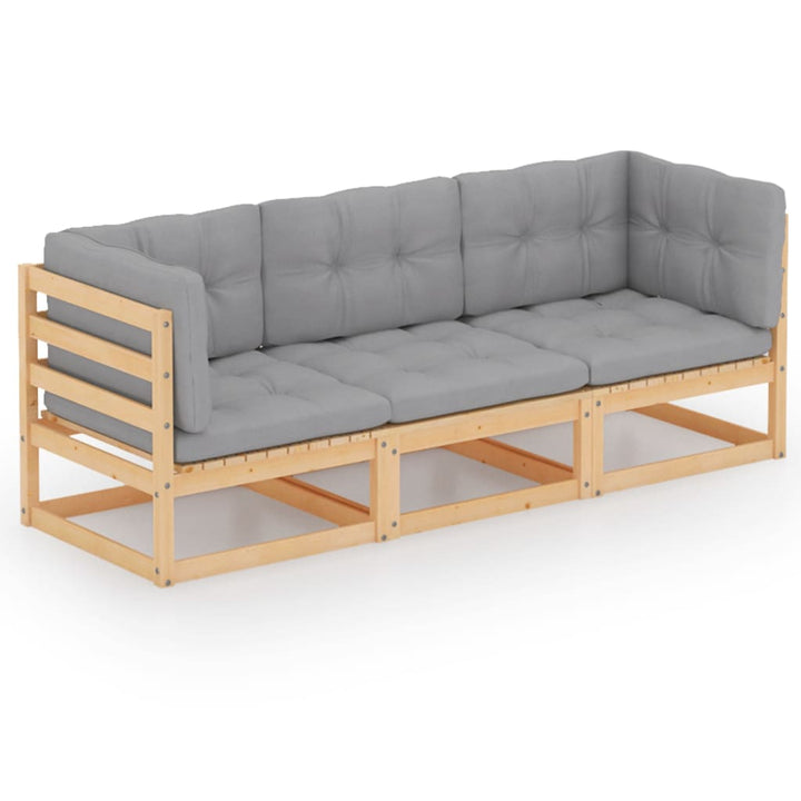 Outdoor-Sofa 3-Sitzer Massivholz Kiefer