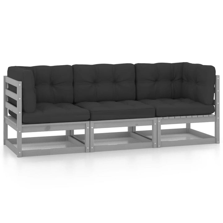 Outdoor-Sofa 3-Sitzer Massivholz Kiefer