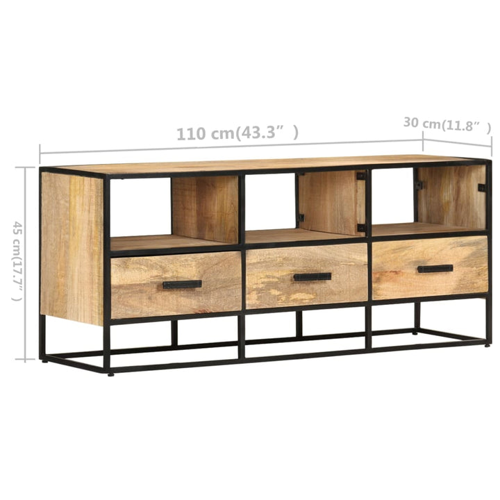 Tv-Schrank 110X30X45 Cm Raues Mangoholz