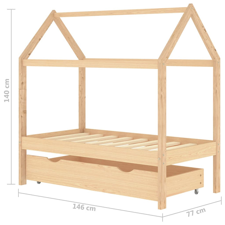 Kinderbett Mit Schublade Massivholz Kiefer