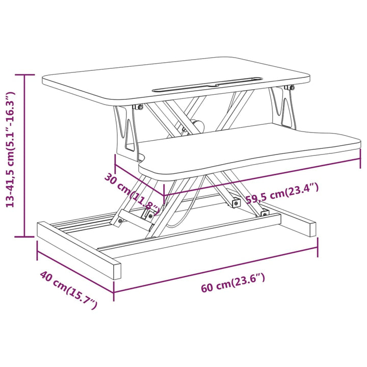 Arbeitsstation Verstellbar 60X40X(13-41,5) Cm Stahl