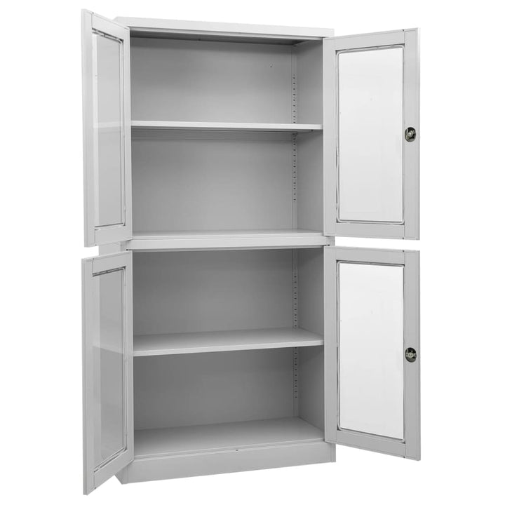 Büroschrank 90X40X180 Cm Stahl Und Gehärtetes Glas