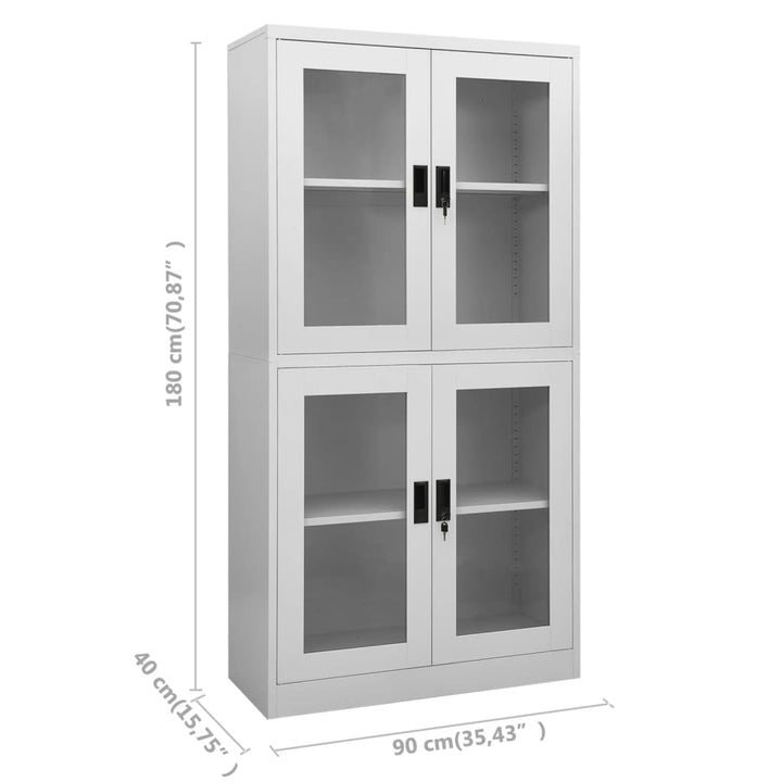 Büroschrank 90X40X180 Cm Stahl Und Gehärtetes Glas