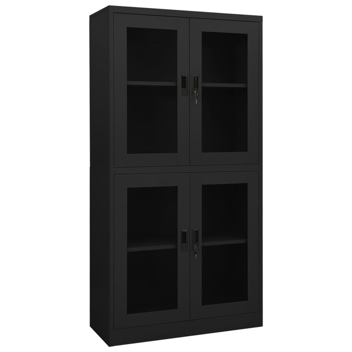 Büroschrank 90X40X180 Cm Stahl Und Gehärtetes Glas