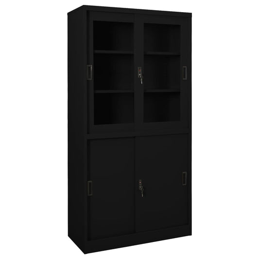 Büroschrank Mit Schiebetür 90X40X180 Cm Stahl