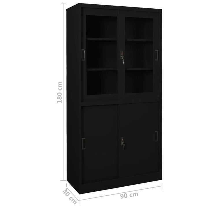 Büroschrank Mit Schiebetür 90X40X180 Cm Stahl