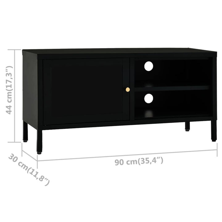 Tv-Schrank 90X30X44 Cm Stahl Und Glas