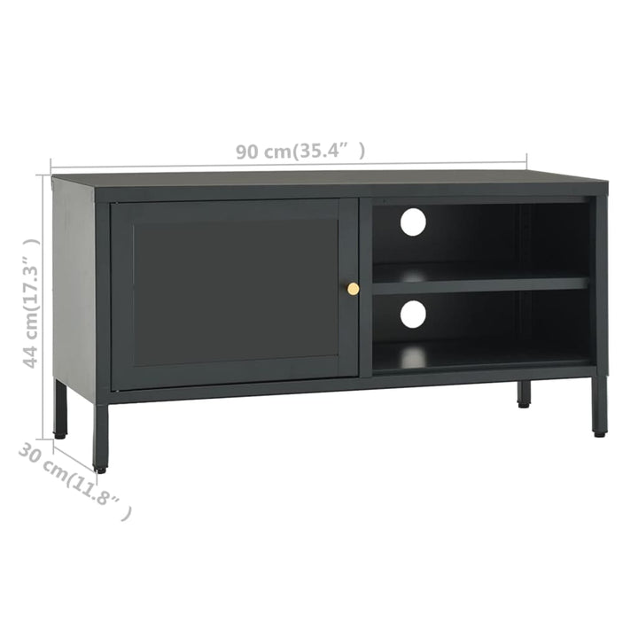 Tv-Schrank 90X30X44 Cm Stahl Und Glas