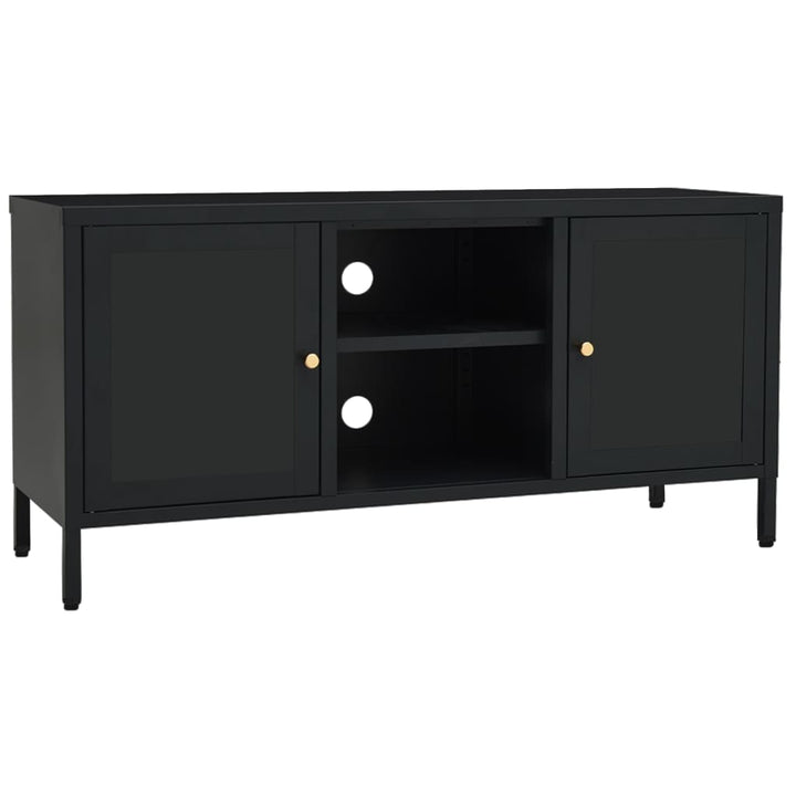 Tv-Schrank 105X35X52 Cm Stahl Und Glas