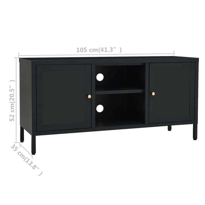 Tv-Schrank 105X35X52 Cm Stahl Und Glas