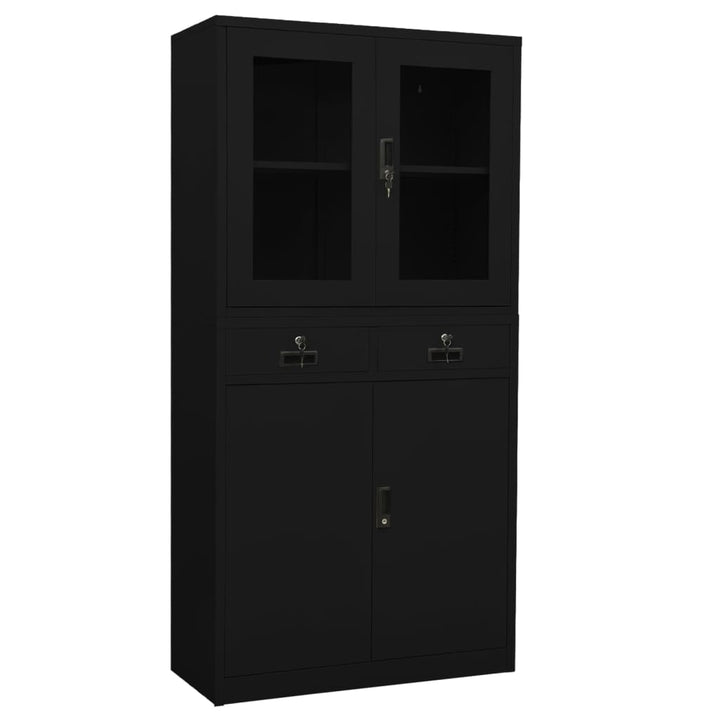 Büroschrank 90X40X180 Cm Stahl Und Hartglas