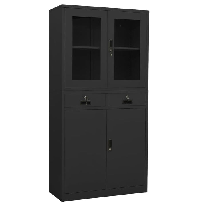 Büroschrank 90X40X180 Cm Stahl Und Hartglas