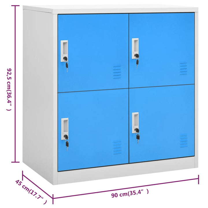 Schließfachschrank 90X45X92,5 Cm Stahl Hellgrau Und Blau