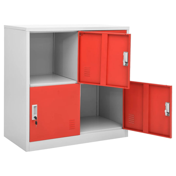 Schließfachschrank 90X45X92,5 Cm Stahl Hellgrau Und Rot