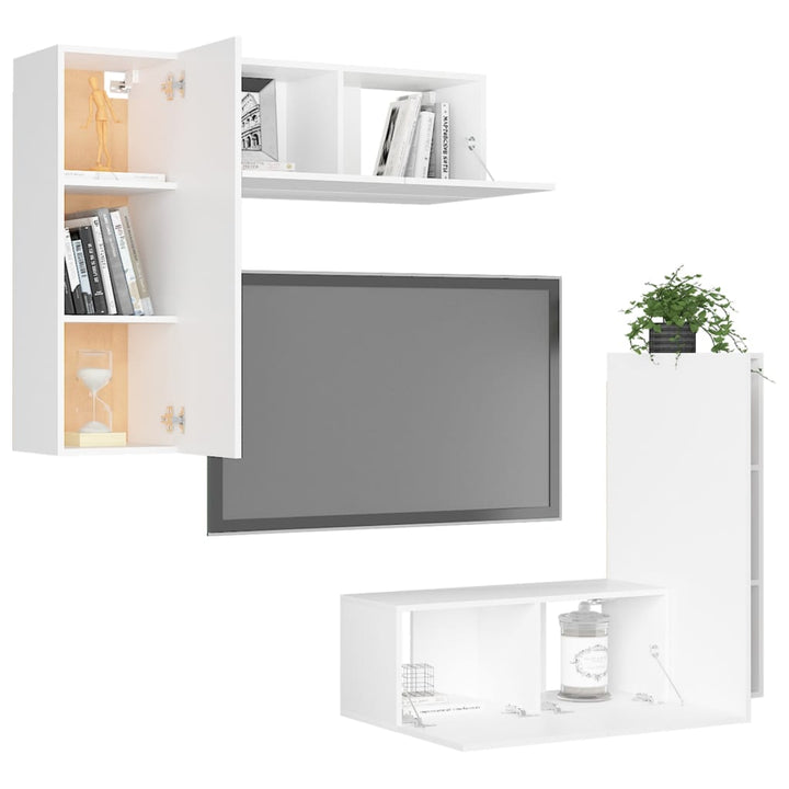 4-Tlg. Tv-Schrank-Set Holzwerkstoff