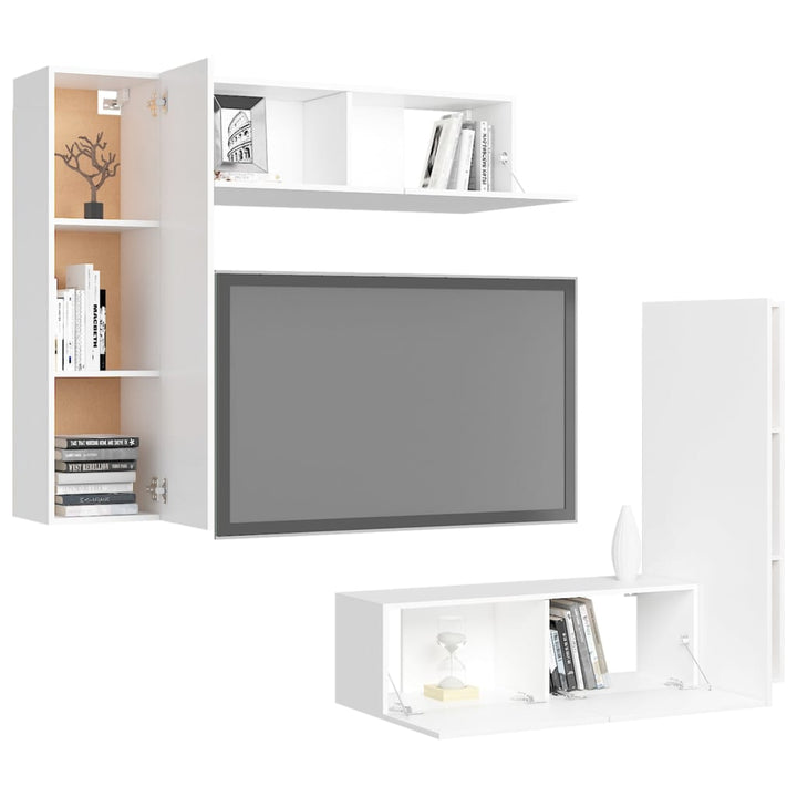 4-Tlg. Tv-Schrank-Set Holzwerkstoff