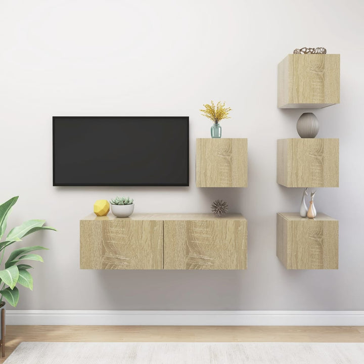 Tv-Wandschrank-Set Holzwerkstoff