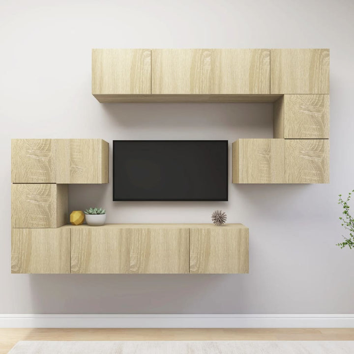 8-Tlg. Tv-Schrank-Set Wandmontage -Optik Holzwerkstoff