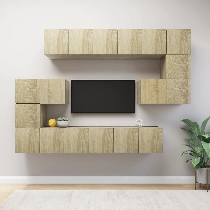 8-Tlg. Tv-Schrank-Set Wandmontage -Optik Holzwerkstoff