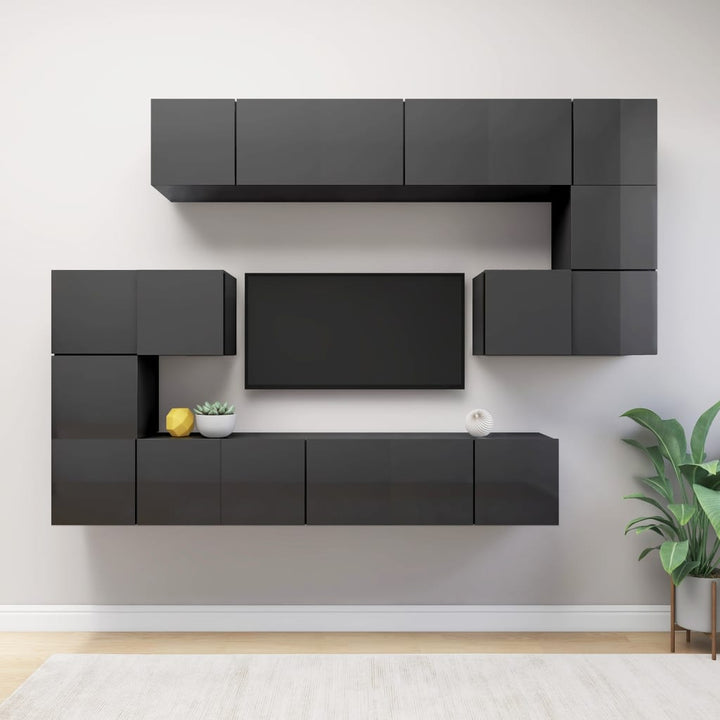 8-Tlg. Tv-Schrank-Set Wandmontage -Optik Holzwerkstoff